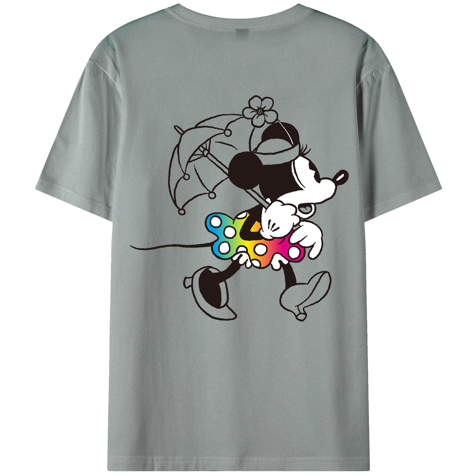 ミッキーマウス Mickey Mouse 綿100％ メンズ半袖Tシャツ（バックプリント） 通気性